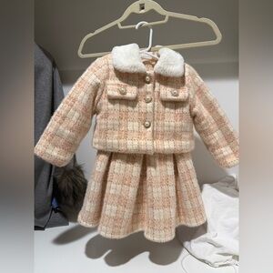 Plaid Peach and Cream Kids Dress Set